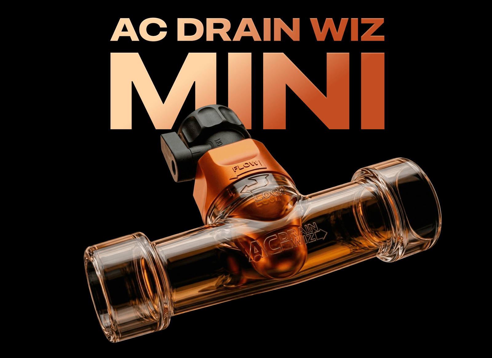 AC Drain Wiz Mini on a condensate drain line, permanent maintenance access without cutting PVC.